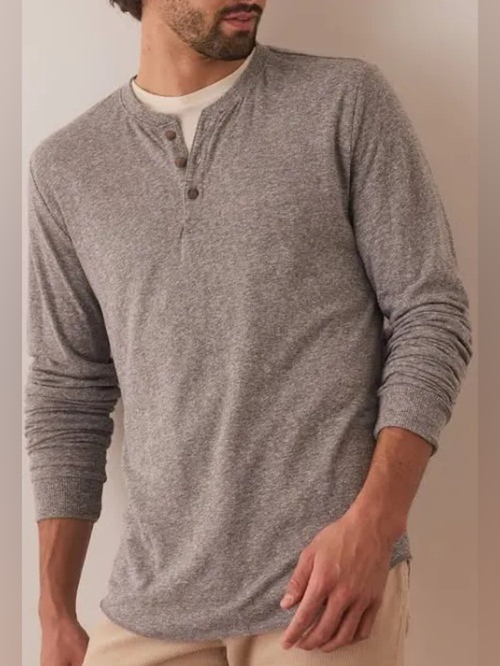 Men's Marine Layer Double Knit Shirt Size Small Heather Gray‎